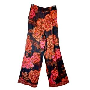 FARM Rio Floral Wide Leg Pants - Pink and Orange